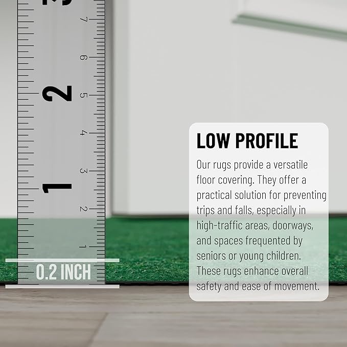 Ottomanson 2'7" x 50' Hallway Runner with Scraper Pile - Extra Durable Non-Slip Rug Mat for Indoor & Outdoor Use - Ideal for Kitchen, Entryway & Garage - High-Traffic Carpet, Green