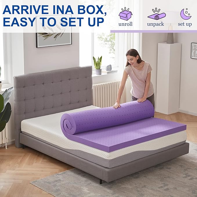 SINWEEK 4 Inch Gel Memory Foam Mattress Topper Ventilated Soft Pressure Relieve Mattress Pad, Breathable Bed Topper, CertiPUR-US Certified, Full Size