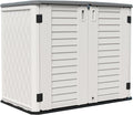 HOMSPARK Storage Shed Weather Resistance, Multi-Purpose Outdoor Storage Cabinet for Backyards and Patios, Horizontal Storage Shed for Lawnmower, Patio Accessories (White 1, Large - 26 cu.ft)