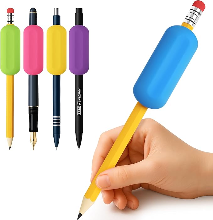 ELETIUO 5-Pack Colorful Weighted Pencil Grips – 1oz Silicone Handwriting Aid for Kids, Elderly & Special Needs – Improves Penmanship for Autism,ADHD,Tremors,Dyspraxia & Fine Motor Skills