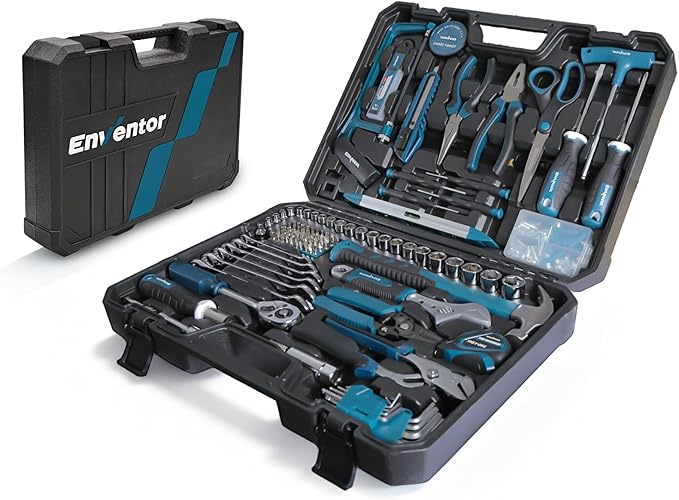 Enventor Tool Set, 220-Piece Home Tool Kit with Toolbox, Wrench and Hand Tools for Home Repairs, Auto Maintenance, DIY & General Use,Household Repair Tools for Men & Women, Blue