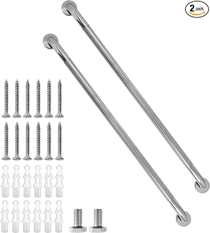 Shower Grab Bar, 2 Pack 39.4 Inch Bathroom Grab Bar, 1.25" Diameter 304 Stainless Steel Anti-Slip Grab Bars for Bathtubs and Showers, Handicap Shower Grab Bar for Seniors Elderly