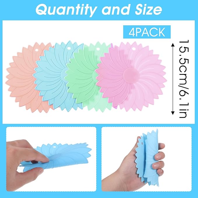 4Pcs Rubber Jar Opener Gripper Pad 6.1inch Non Slip Jar Openers Resistant Coasters Multi Function Botter Opener Tool for Weak Arthritis Hands Seniors Easy Opening(Macaron Colors)