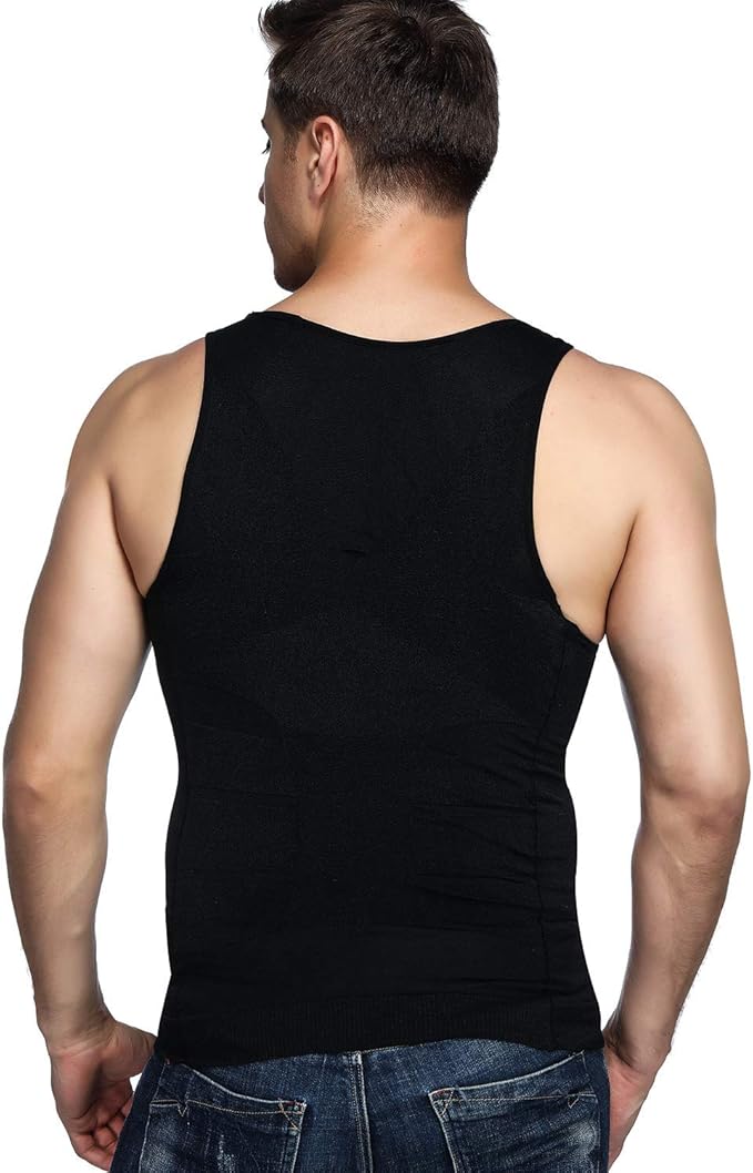 Odoland Mens 3 Pack Body Shaper Slimming Tummy Vest Thermal Compression Shirt Tank Top Shapewear