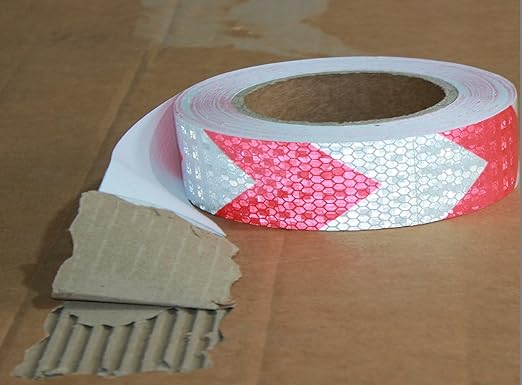 Industrial Reflective Tape Red and White Outdoor Waterproof 1 inch, High Visibility Hazard Conspicuity Safety Marking Tape (66 feet)