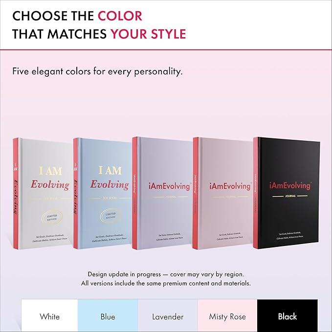 iAmEvolving Journal – Guided Gratitude & Goal Planner with Habit Tracker, Mindfulness Prompts & Daily Reflection | Undated 6-Month Self-Care & Personal Growth Notebook (Black Cover • Limited Edition)