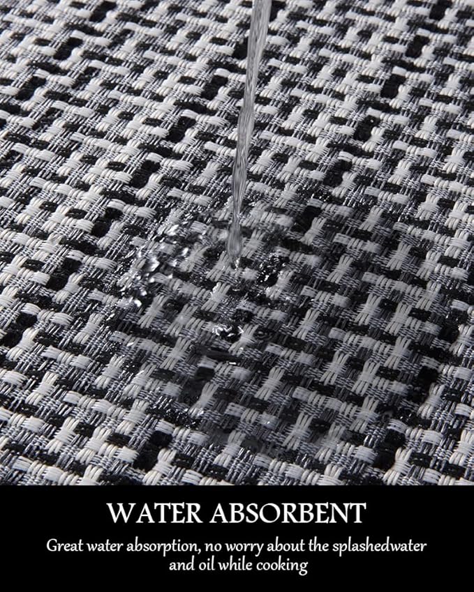 PADOOR Kitchen Mats for Floor, Kitchen Rugs Non Slip Washable, Rubber Backed Kitchen Runner Super Absorbent Kitchen Floor Mat Sink Rug, 17”x24” Black