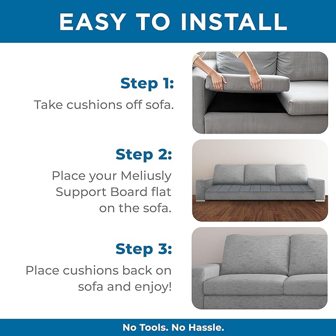 Meliusly Heavy Duty Couch Cushion Support for Sagging Cushions (24x48) Reinforced Wood Sofa Cushion Support Board for Sagging Seat, Deep Couch Supporter for Under The Cushions, Loveseat Saver