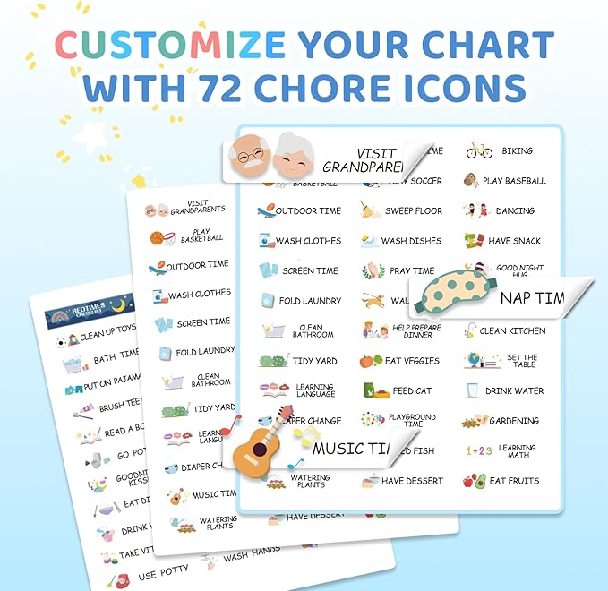 3 in 1 Bedtime/Morning/Daily Routine Chart for Kids, Magnetic Chore Chart for Kids, Visual Schedule for Kids Toddlers for to Do List