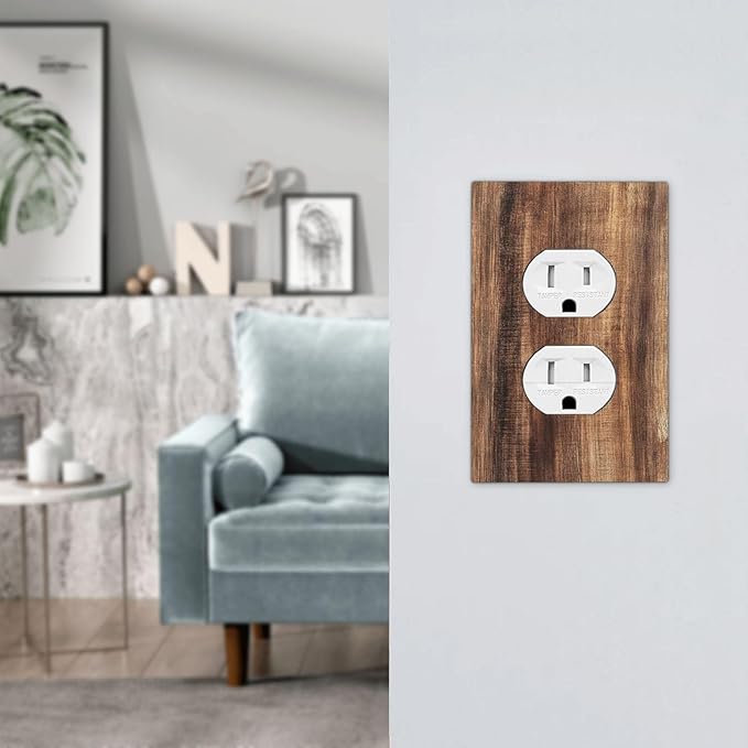 Outlet Covers Vintage Rustic Brown Wood Grain 1 Gang Duplex Wall Plate Decorative Switch Plates Electrical Receptacle Faceplate Light Switch Cover for Bedroom Farmhouse Decor
