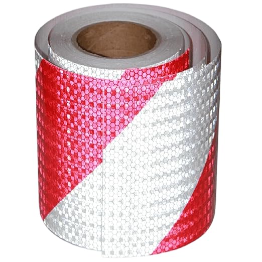 Red and White Reflective Tape Outdoor Waterproof 8 inch X 66 feet, High Visibility Hazard Conspicuity Industrial Marking Tape