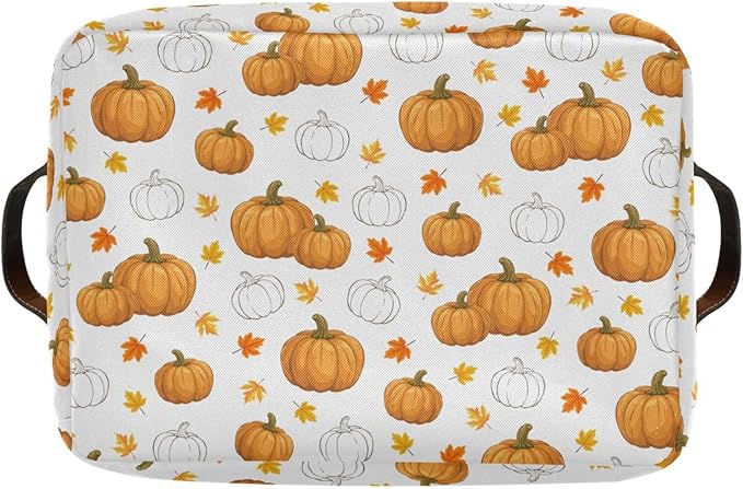 Storage Basket Bin Pumpkin Organizer Basket Collapsible Shelf Basket Cube with handle for Nursery Bedroom Bathroom