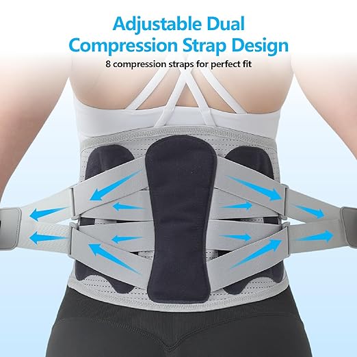 Back Brace for Men Lower Back Pain Relief, Adjustable Back Lumbar Support Belt for Women & Men, Sciatica, Scoliosis and Herniated Disc Relief with Ergonomic Breathable Pads & 5 Stays (M)