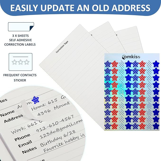 Address Book with Individual Alphabetical Tabs Laminated, Large Print Address Book with 468 Wide Lining Entry Spaces, Change of Address Labels, Hardcover Address Book 5.7 x 8.5" - Bloom