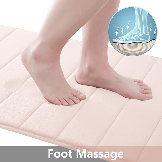 Buganda Memory Foam Bath Mat, 60" x 24", Ultra Soft and Non-Slip Bathroom Rugs, Water Absorbent and Machine Washable Bath Rug Runner for Bathroom, Shower, and Tub, Pink
