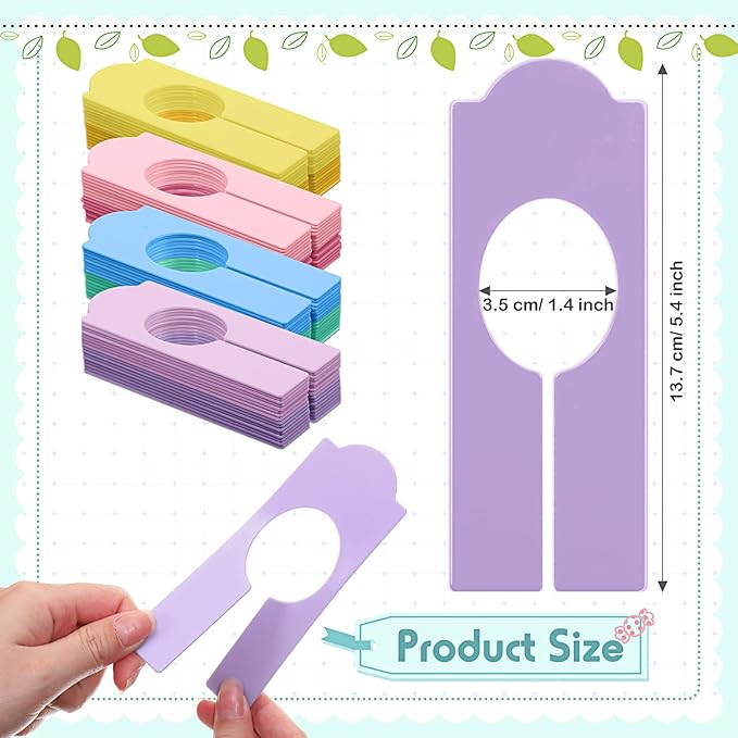Sintuff 64 Pcs Hanging Closet Size Dividers Clothing Rack Dividers Rectangular Reusable Closet Separators for Clothing Racks Retail (Multicolor)