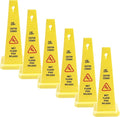 MATTHEW CLEANING 6 Packs 36” Caution Wet Floor Safety Cones for Indoors and Outdoors,Bright Yellow Caution Wet Floor Sign,4-Sided Bilingual Signs,Avoid Fall & Slip Accident