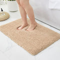Bathroom Rugs, Ultra Thick Shaggy Soft Microfiber Absorbent Bath Rug, High Density Foam Latex Non Slip Backing, Machine Washable Bath Mats for Bathroom Floor & Sink 24x17, Beige