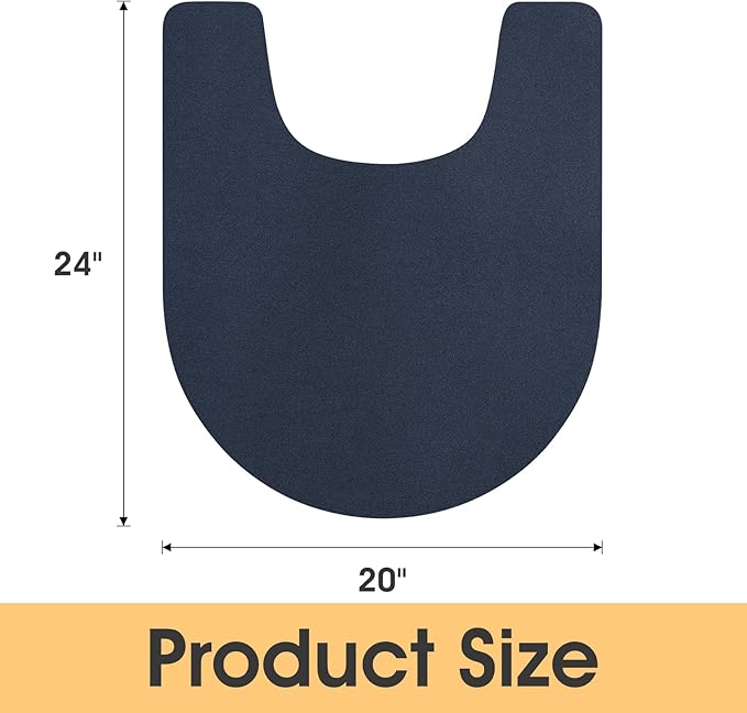ACCUMTEK Toilet Rugs, Ultra Thin Absorbent Contour Bathroom Rugs for Toilet, Dry Quickly, Machine Washable, Upgrade Backing Non-Slip Bath Mat, Dark Blue/Solid/U-Shaped 24"x20"