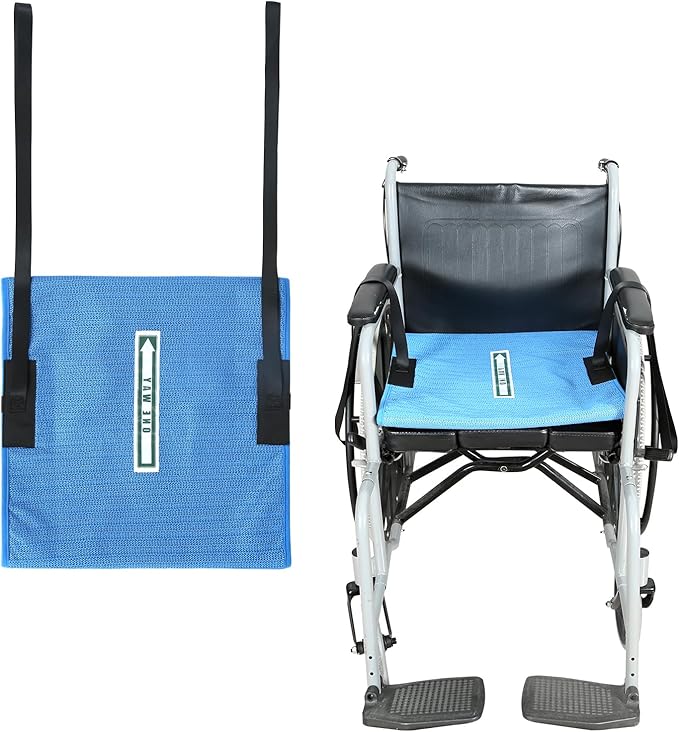 One Way Transfer Support Seat Cushion with Handles - Non-Slip Fall Prevention Pad for Elderly/Disabled Use on Wheelchairs, Chairs, Beds, and More - 17"x17"