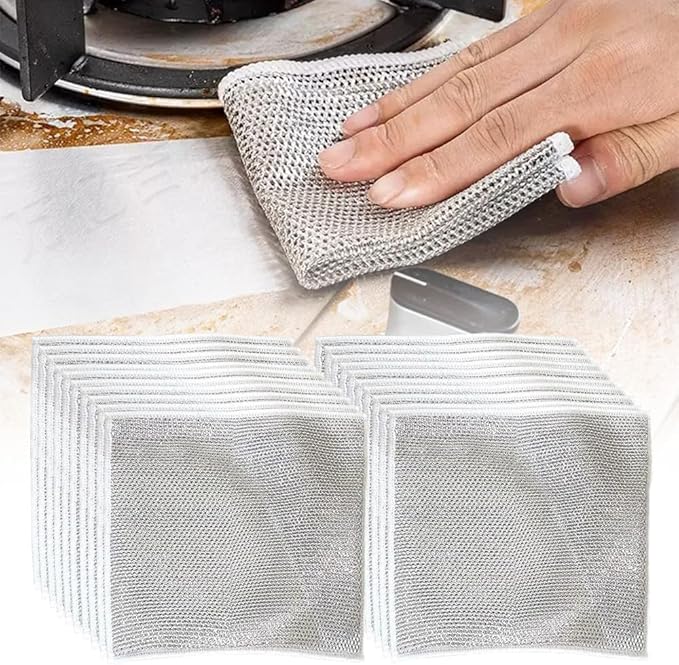 2024 New Multipurpose Wire Dishwashing Rags, Premium Metal Wire Dishwashing Cloth Scrubs Cleans, Scrubbing Wire Dishwashing Rags Non-Scratch Wire Dishcloth for Dishes, Sinks (15)
