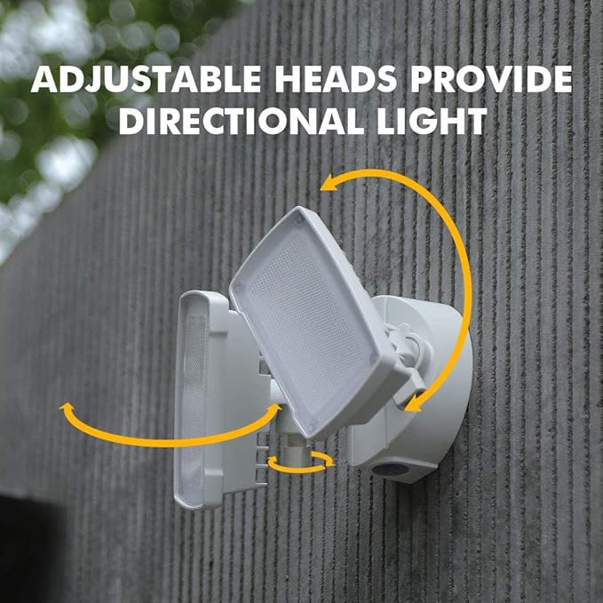 UME 2-Pack 19W Dusk to Dawn LED Security Light Outdoor, 2 Adjustable Head, 2000LM, 5000K, IP65 Waterproof, Super Bright Flood Light with Photocell for Garage,Yard,Exterior,Entryway(White)