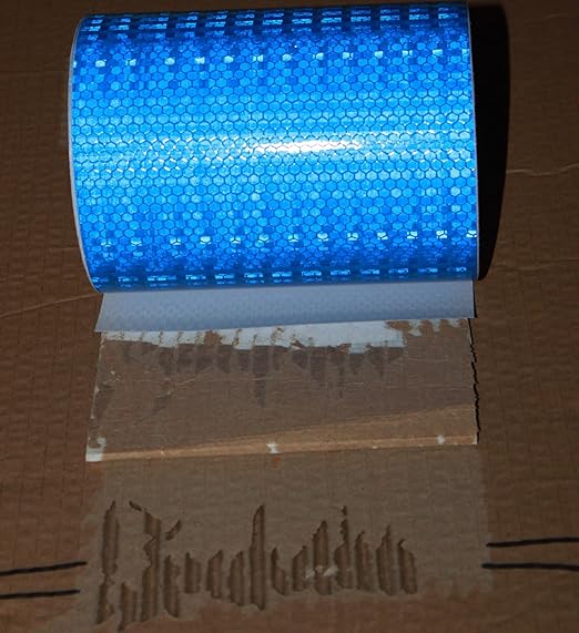 Blue Reflective Tape Outdoor Waterproof 8 inch High Visibility Hazard Conspicuity Safety Industrial Marking Tape (66 feet)