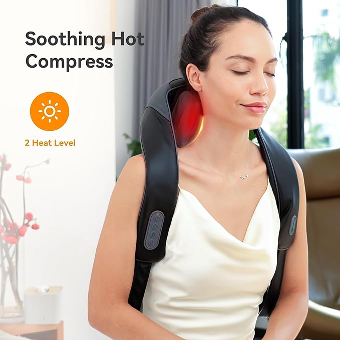 Snailax Cordless Neck Shoulder Massager with Heat for Pain Relief Deep Tissue, Upgarded 4D Kneading, Shiatsu Back Neck Massager Pillow for Neck, Shoulders Back