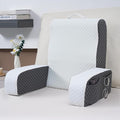 Bed Reading Pillow Back Support with Arms, Removable Pillowcase for Book Working Gaming Resting Watching TV, White Gray/22in