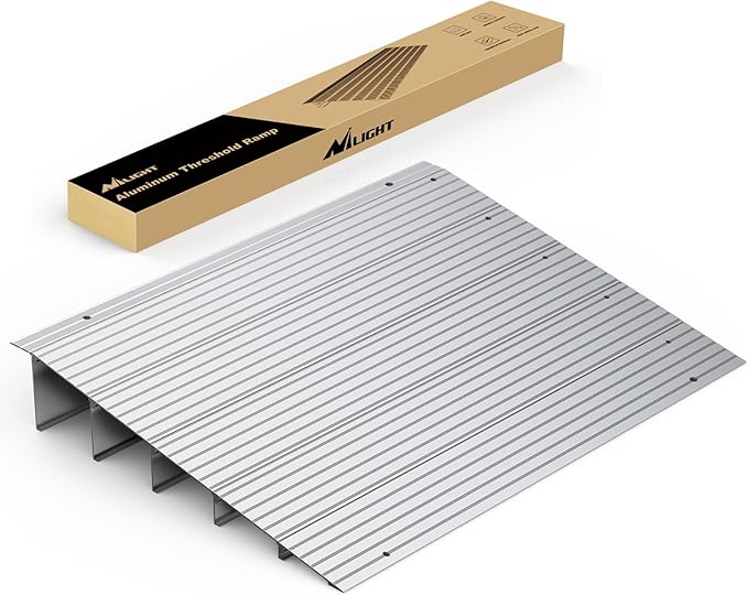 Nilight Door Threshold Ramp, 5" Rise Portable Aluminum Wheelchair Door Entry Ramps for Sheds Doorways Home Steps