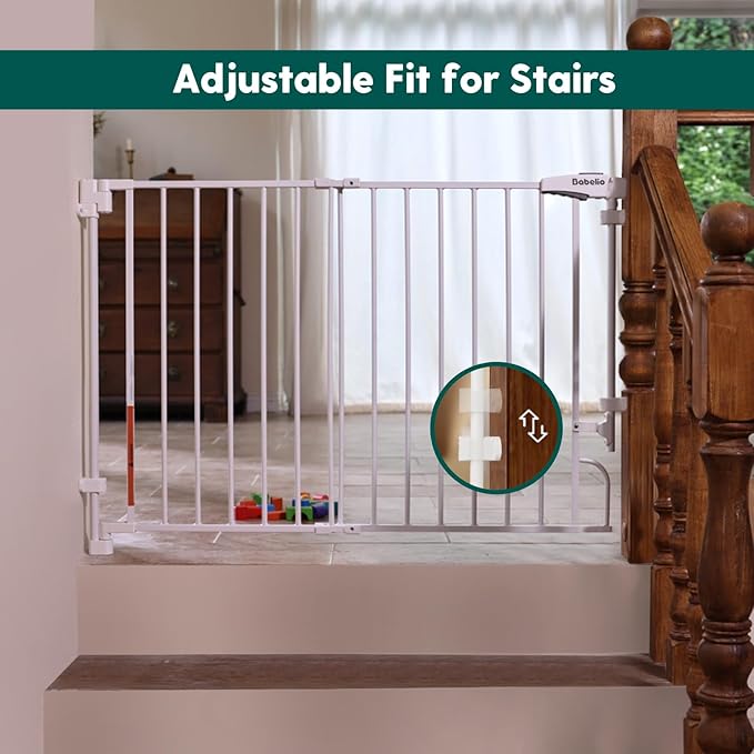 Babelio Easy to Remove & No Bottom Bar Baby Gate, 29-43", 36" H Extra Tall Hardware Mounted (Drill Needed)| Wide Walk-Thru| Auto-Close Safety Dog/Pet Gate for Stairs & Doorways (White)