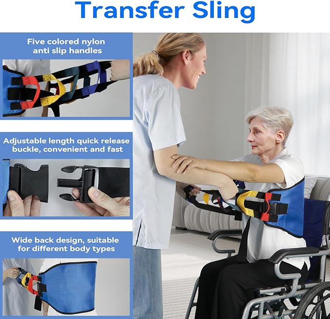 Transfer Belt Transfer Sling for Nursing Patients, Standing & Supports & Transfer Aids for Elderly, Gait Belt for Patient Care, Transfer Belt for Bedridden Patient