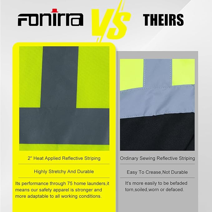 FONIRRA Men's High Visibility Safety ANSI Class 3 Lined Fleece Hoodie Sweatshirt with Black Bottom Jumper Workwear for Men(Yellow,3XL)