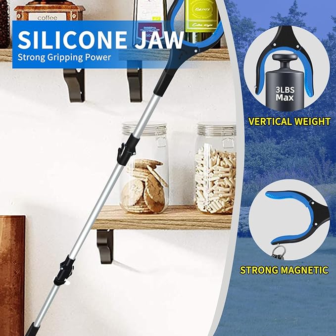 Grabber Reacher Tool,43" Foldable Reacher Grabber Pickup Tool with 360° Rotating Jaw & Magnetic Tip, GarbageTrash Picker Upper Grabber,Lightweight Grabbers for Seniors/Elderly