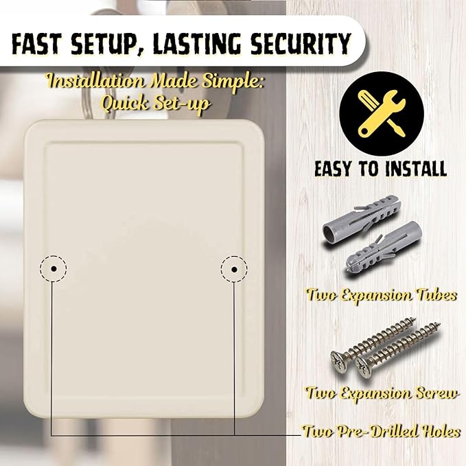 Flexzion Key Box Wall Mount with Code, Key Cabinet with 60 Key Holder Organizer Locker Case, Colored Key Tags & Hooks Wall Mounted Lock Box for Keys Storage, Homes, Property, Hotels, Business (Gray)