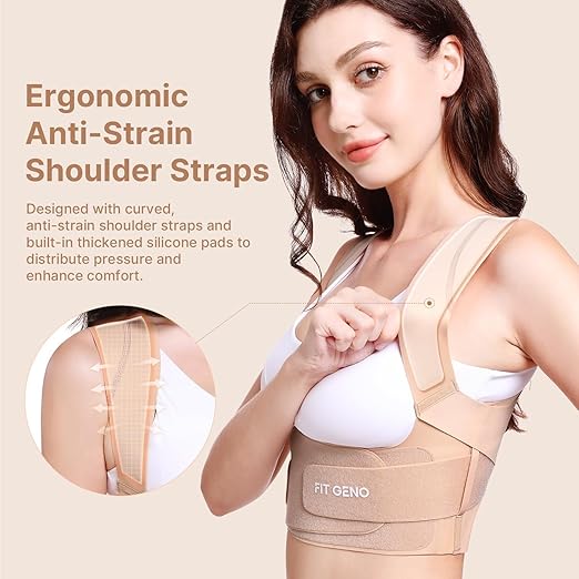 Fit Geno Posture Corrector for Women Invisilite: Invisible Lightweight Back Brace for Neck Shoulder & Upper Back Pain Relief - Improve Posture Correct Hunchback Slouching Under Clothes XX-Large