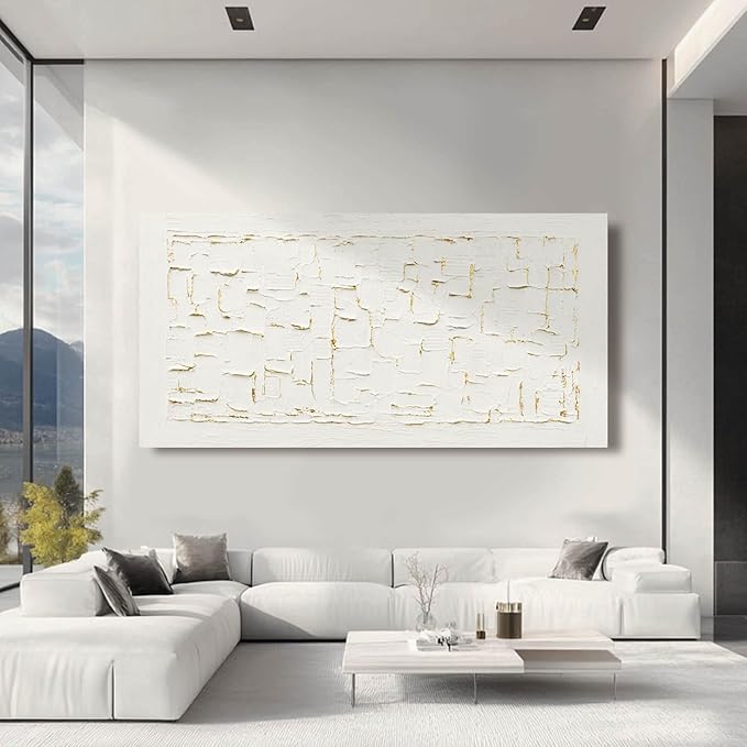 SOUGUAN Neutral Wall Art Modern Wall Decorations Minimalist Canvas Paintings 29"x58" Hand Painted Artwork for Bedroom Kitchen Pictures