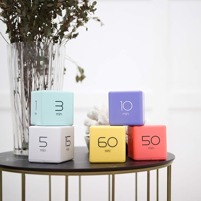 mooas Cube Timer (Yellow), Timers Cube Flip Block Timers Productivity Gravity Sensor Time Management for Kids ADHD Classroom Kitchen Desk Workout Cooking Study 10, 20, 30, 60 Seconds Timer Setting