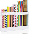 9.5" Large Acrylic Straw Holder for Cabinet Door-Reusable Tumbler Straw Organizer Storage,Small Kitchen Organizers and Storage Accessories Container, Ultra Sticky Cupboard Door Mounted(White)