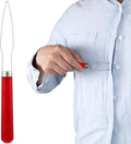 Easy Button Hook, Steel Button Helper Tool for Elderly, Wide Plastic Handle Buttons Fastener Device Assist Dressing Aid Tool for Seniors One Hand - 1 Pack, Red