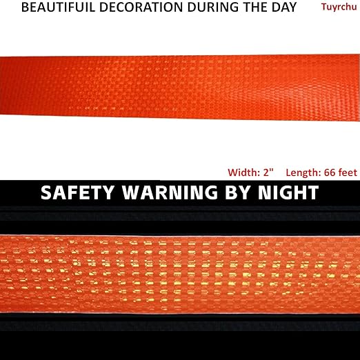 Industrial Reflective Tape Orange 2 inch Wide, Outdoor Waterproof Hazard Conspicuity Warning Marking Tape (66 feet)