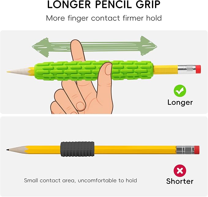 ELETIUO 4-Pack Textured Silicone Pencil Grips–Sensory Fidget Sleeves for Kids& Adults,ADHD &Autism Anxiety Relief,Quiet Classroom&Travel Fidget Tool for Focus,Calm,and Fine Motor Skills