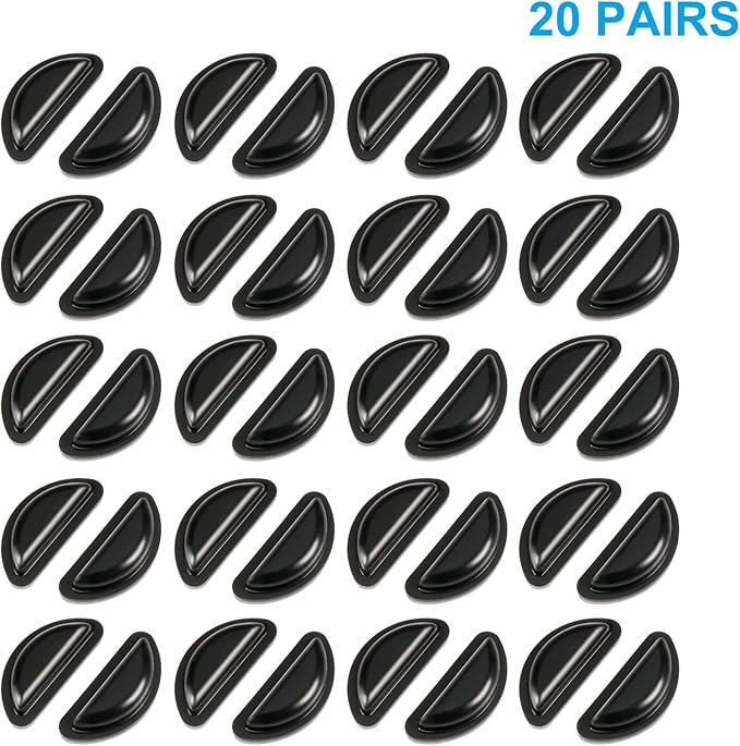 20 Pairs (Black) SURMAP Eyeglass Nose Pads, Comfort Soft Silicone Glasses Nose Pad, with Sticky Backing, Anti-Slip Heighten Air Chamber Glasses Grips for Eyeglasses and Sunglasses