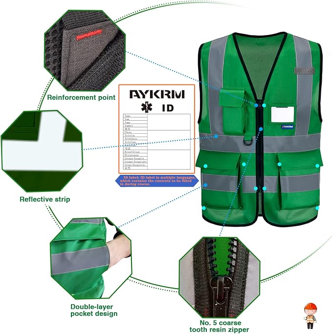 A-SAFETY 6XL 7XL 8XL plus size green safety vest big and tall