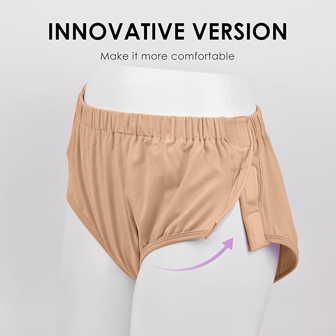 Easy Adapt Women's Tear-Away Underwear, for Patients, Elders, Pack of 2. (Nude+Black, Small)