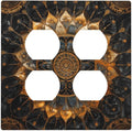 Cool Colorful Mandal Flowers Boho Floral Outlet Covers 2 Gang Double Duplex Decorative Light Switch Covers Electrical Wallplates Socket Faceplate for Bed Room Living Room Decor