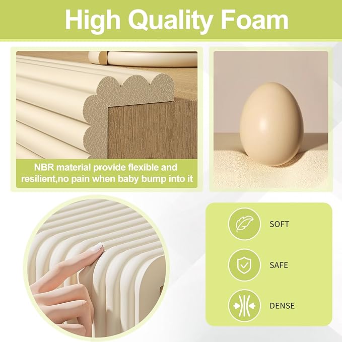 Baby Proofing Wall Corner Protector,Edge Guard Corner Protector,6.56ft Thinken Soft Corner Protectors Pre-Taped Soft Rubber Foam Edge Cushion for Furniture (Gray, 6.56Ft x 7.8" W x 0.47" Th)