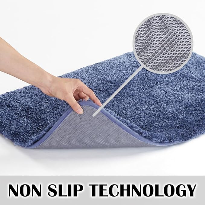 Suchtale Large Bathroom Rug Extra Soft and Absorbent Shaggy Bathroom Mat (24 x 60, Blue) Machine Washable Microfiber Bath Mat, Non Slip Bath Mat, Luxury Bath Floor Mats Rubber Back