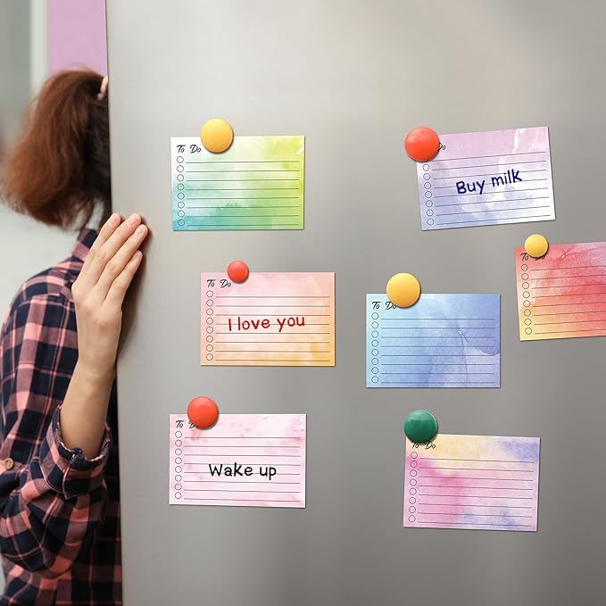Pajean 9 Pcs/450 Sheet to Do List Sticky Note 3x4 Inch Self Stick Pads with Line Colored Planner Sticky Note Adhesive Memo for Office, Meeting, School, Study, Home Reminder (Watercolor)