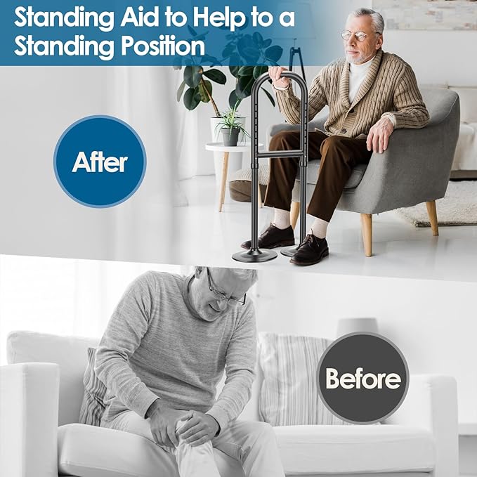 Standing Aid from Floor, 8 Height Adjustable Stand Assist Aid for Elderly, Adjustable Height Assistive Devices, Standing Aids and Supports, Portable Cane Stand Assist Aid for Elderly up to 800lb